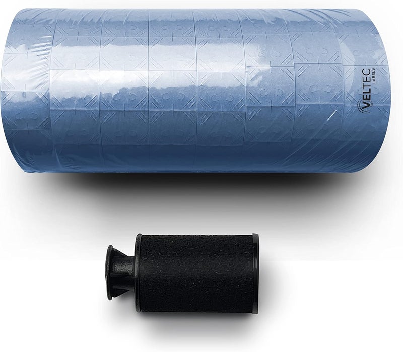 Veltec Pricing Labels for Monarch 1136 Labeler, 8 Rolls, 14,000 Two Line Labels, Ink Roller Included (Blue) - Image 2
